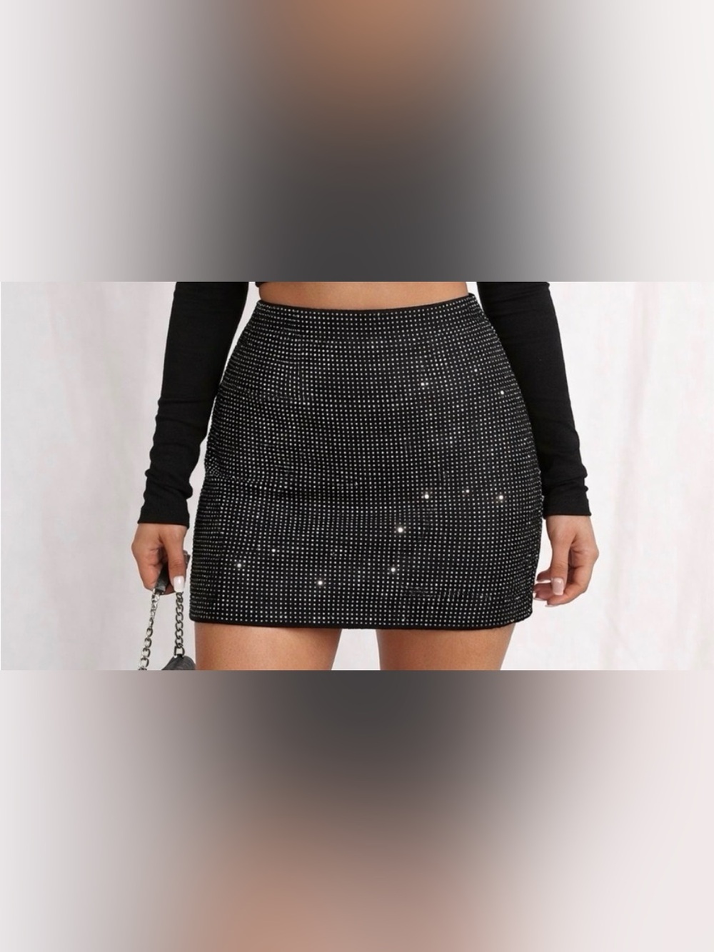 Garage Black Rhinestone Mini Skirt Size PS